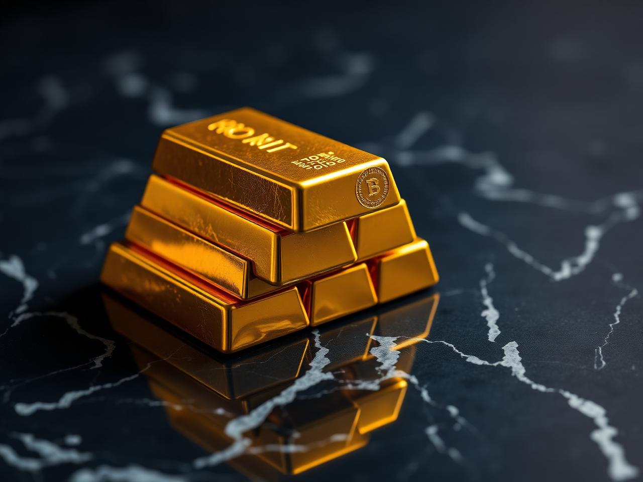 Lingots d'or empilés sur un plan sombre — investissement or